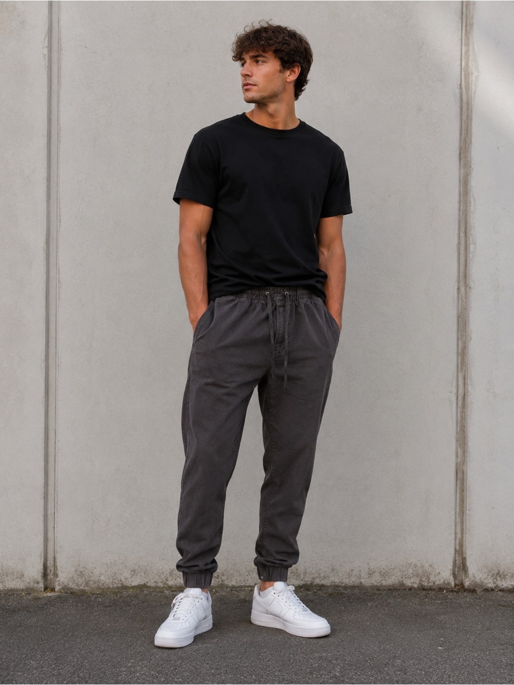 Tainted Denim Men’s Black Joggers Size 34 Zip Ankle Drawstring Streetwear Pants